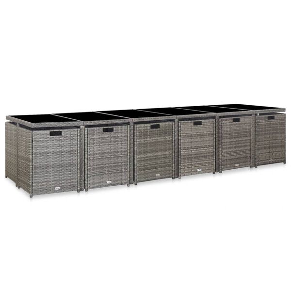 vidaXL Ensemble de salle &agrave; manger d'ext&eacute;rieur et coussins 17 pcs Gris