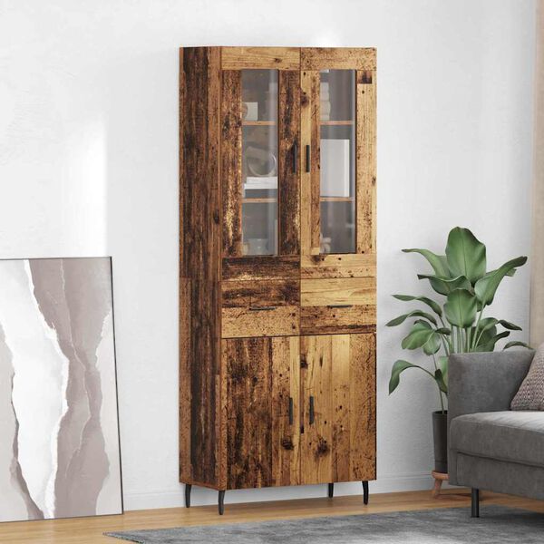 vidaXL Haut Armoire avec tiroir 2 pcs Bois Ancien Bois d'ing&eacute;nierie