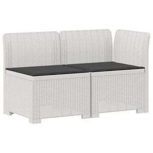 vidaXL Canap&eacute; de jardin 2 places avec coussins look rotin PP Blanc