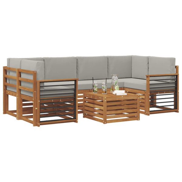 vidaXL Ensembles de canap&eacute;s avec coussin 7 pcs Gris Naturel et Clair