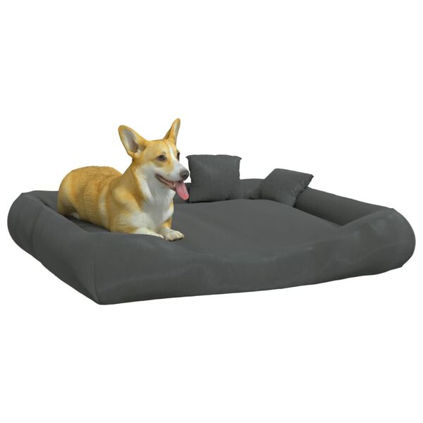 vidaXL Coussin avec oreillers pour chien Gris fonc&eacute; 115x100x20cm Tissu