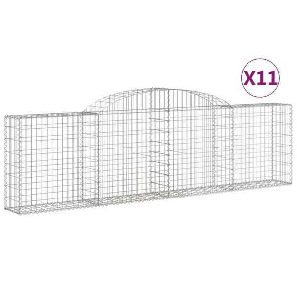 vidaXL Paniers &agrave; gabions arqu&eacute;s 11 pcs 300x30x80/100 cm fer galvanis&eacute;