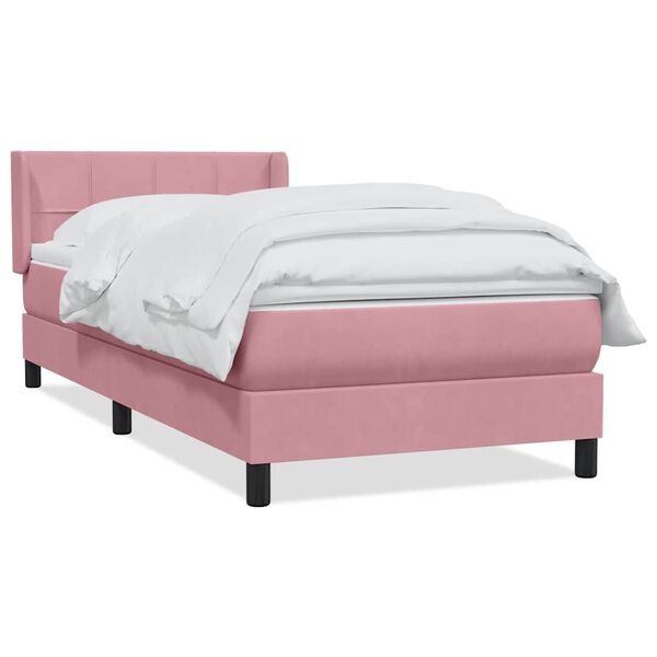 vidaXL Sommier &agrave; lattes de lit avec matelas rose 80x220 cm velours