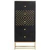 vidaXL Armoire à tiroirs Noir et doré 45x30x105 cm Bois de manguier
