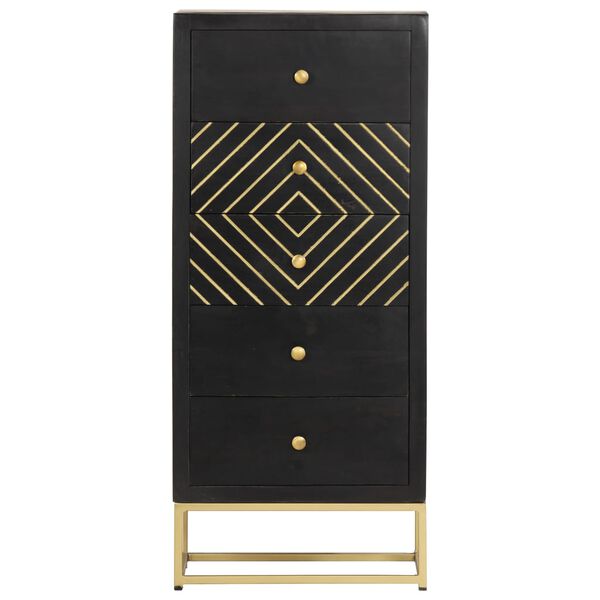 vidaXL Armoire à tiroirs Noir et doré 45x30x105 cm Bois de manguier