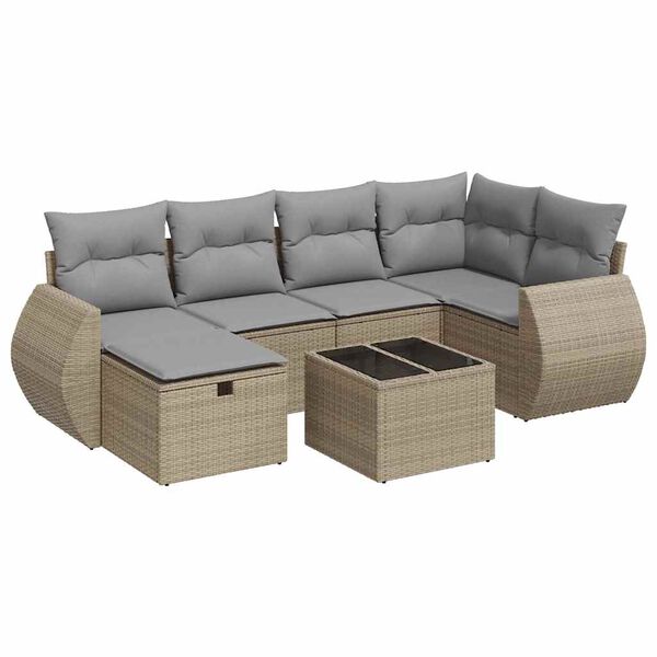 vidaXL Salon de jardin avec coussins 6 pcs beige r&eacute;sine tress&eacute;e