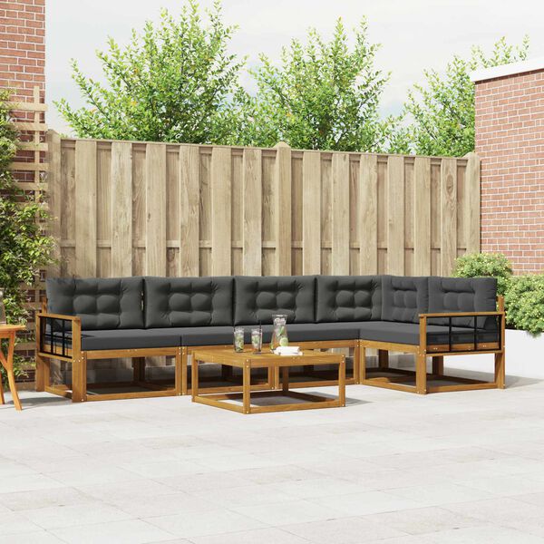 vidaXL Ensemble de canap&eacute;s d'ext&eacute;rieur 6 pcs Naturel et Anthracite