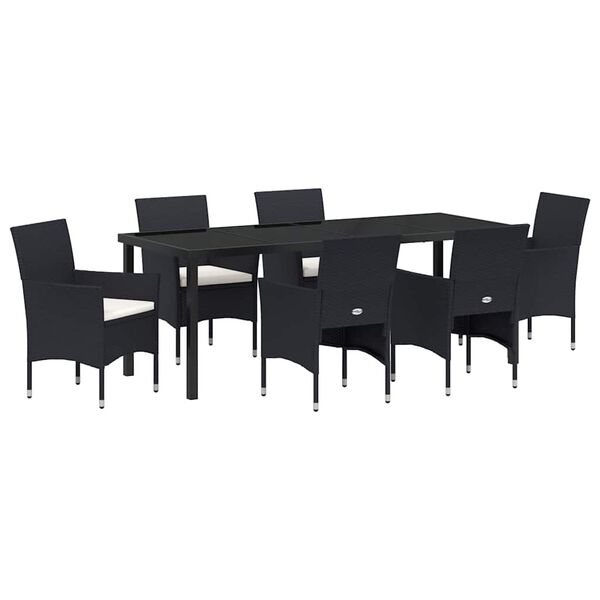 vidaXL Ensemble de salle à manger pour jardin 7 pcs Noir polyrotin