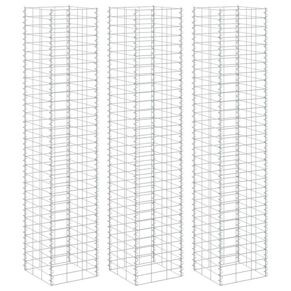 vidaXL Lits sur&eacute;lev&eacute;s en gabion 3 pcs 30x30x200 cm Fer