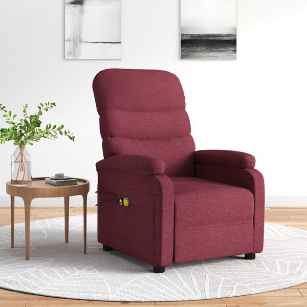 vidaXL Fauteuil électrique de massage Bordeaux Tissu