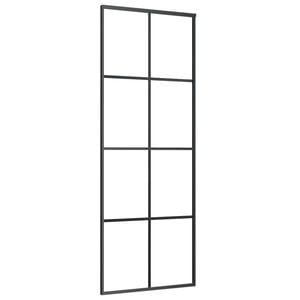 vidaXL Porte coulissante Noir 76x205 cm Verre ESG et aluminium