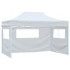 vidaXL Tente pliable de r&eacute;ception avec 4 parois 3 x 4,5 m Blanc