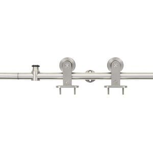vidaXL Kit fixation porte coulissante 183 cm Acier inoxydable Argent&eacute;
