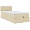 vidaXL Cadre de lit ottoman avec matelas cr&egrave;me 90x190 cm tissu