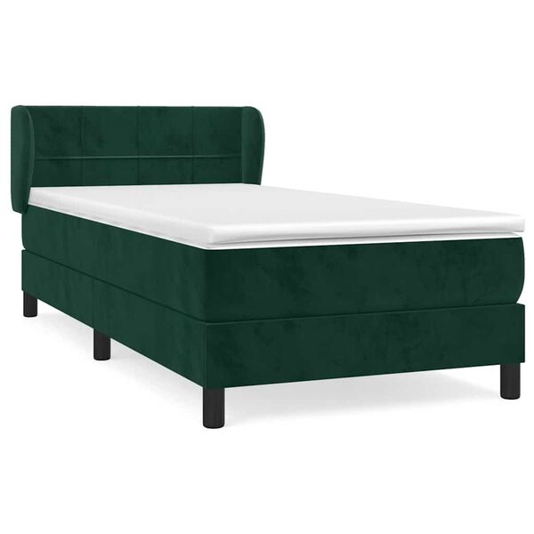 vidaXL Sommier &agrave; lattes de lit et matelas Vert fonc&eacute; 80x200 cm Velours