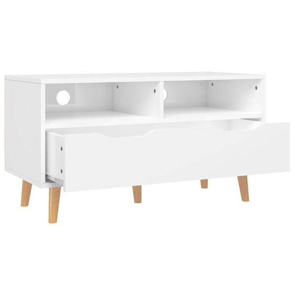 vidaXL Meuble TV blanc brillant 90x40x48,5 cm bois d'ingénierie