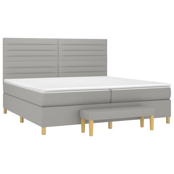 vidaXL Sommier &agrave; lattes de lit avec matelas Gris clair 200x200cm Tissu