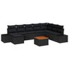 vidaXL Ensemble de canap&eacute; de jardin avec coussin 9 pcs Noir polyrotin