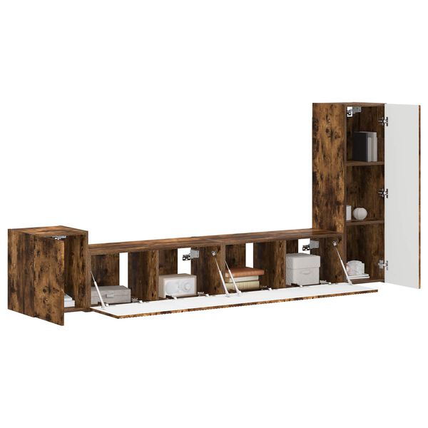 vidaXL Ensemble meuble TV 3 pcs Ch&ecirc;ne fum&eacute; Bois d'ing&eacute;nierie