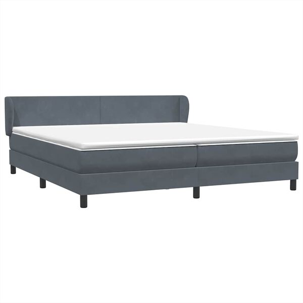 vidaXL Sommier &agrave; lattes de lit et matelas gris fonc&eacute; 180x210cm velours
