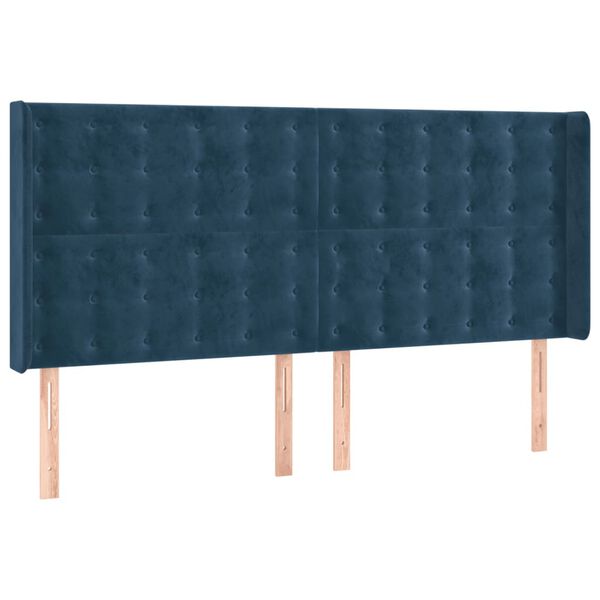 vidaXL T&ecirc;te de lit &agrave; LED Bleu fonc&eacute; 183x16x118/128 cm Velours