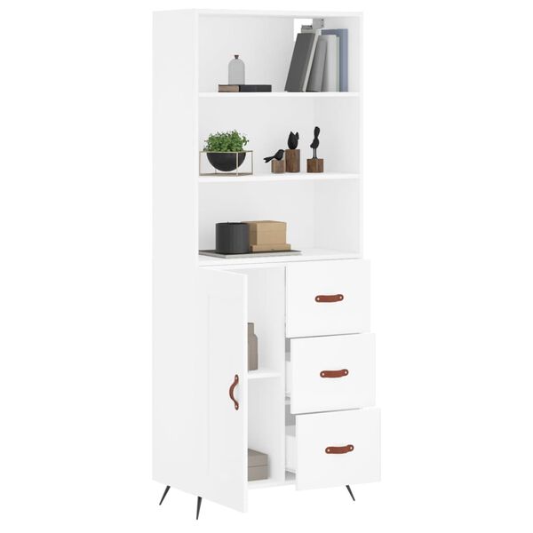 vidaXL Buffet haut Blanc 69,5x34x180 cm Bois d'ing&eacute;nierie