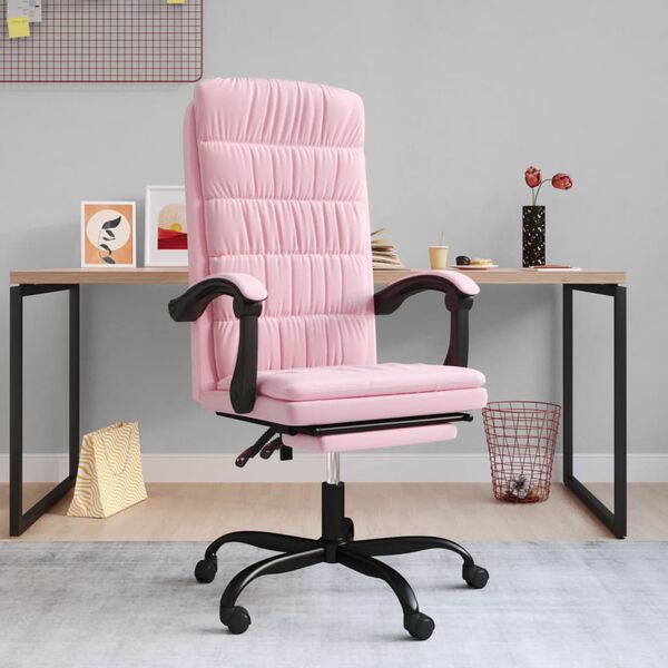 vidaXL Fauteuil inclinable de bureau Rose Velours