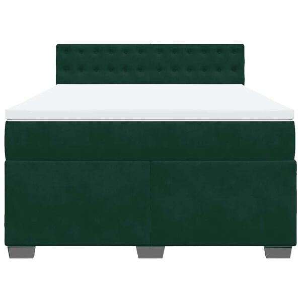 vidaXL Sommier &agrave; lattes de lit et matelas Vert fonc&eacute; 140x190cm Velours