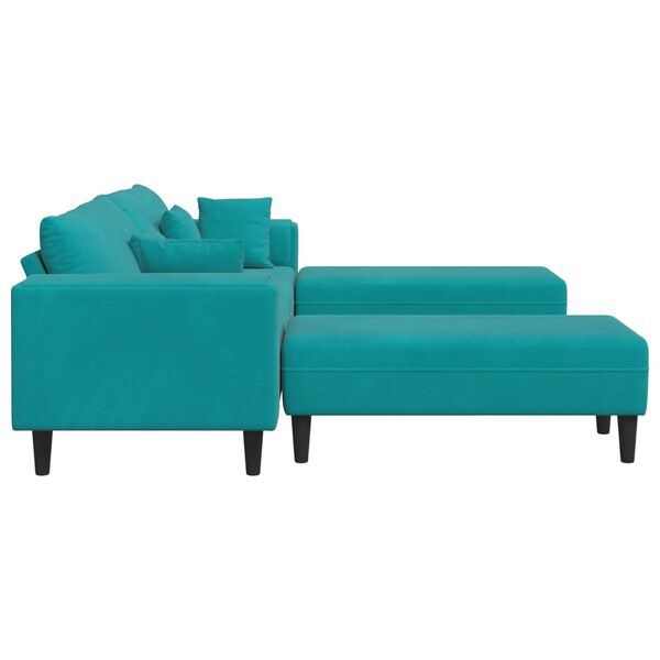 vidaXL Canapé avec coussin 3 pcs Turquoise Velours