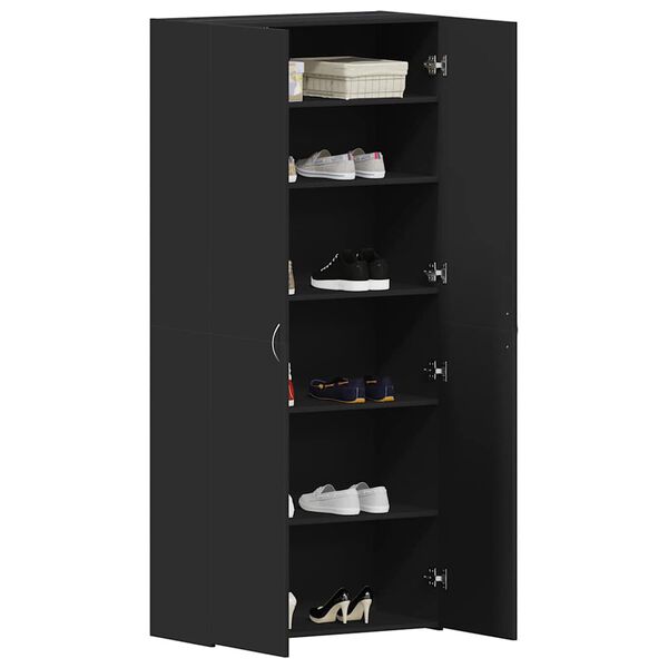 vidaXL Cabinet à chaussures Noir 80 x 35.5 x 180 cm Bois d'ingénierie