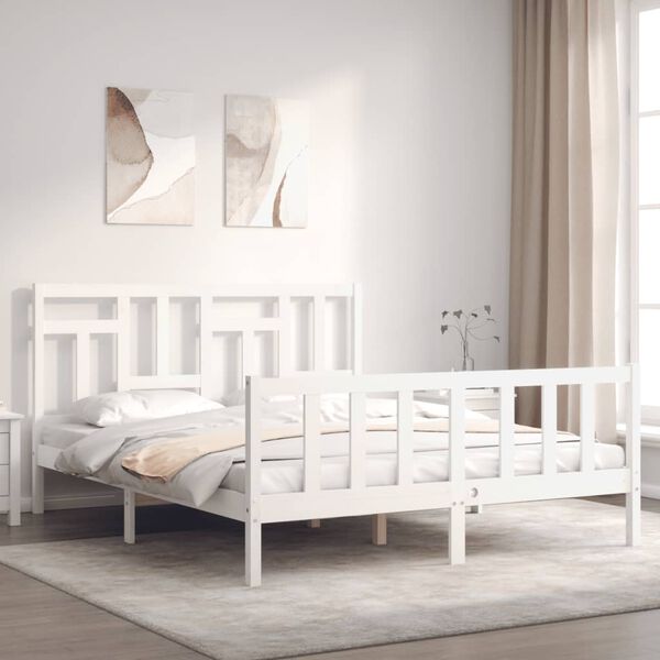 vidaXL Cadre de lit sans matelas blanc bois de pin massif