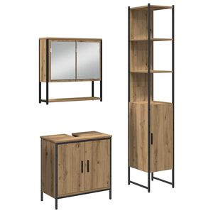 vidaXL Ensemble de mobilier de salle de bain avec &eacute;tag&egrave;re 3 pcs Marron