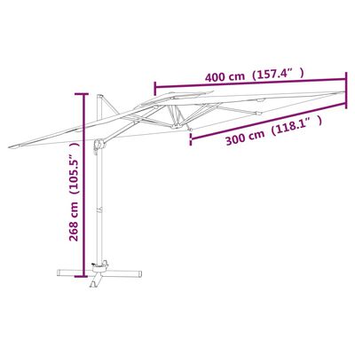 vidaXL Parasol cantilever à double toit Anthracite 400x300 cm