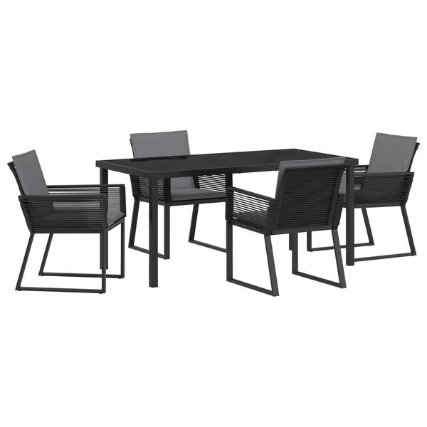 vidaXL Ensemble de salle &agrave; manger pour jardin 5 pcs Noir
