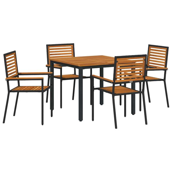 vidaXL Ensemble de salle &agrave; manger pour jardin 5 pcs Noir et Marron