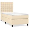 vidaXL Sommier &agrave; lattes de lit avec matelas Cr&egrave;me 100x200 cm Tissu
