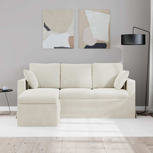 vidaXL Canap&eacute; Cr&egrave;me 198 x 134 x 80 cm Velours