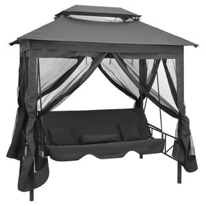 vidaXL Balancelle convertible &agrave; auvent Anthracite 220x160x240 cm Acier