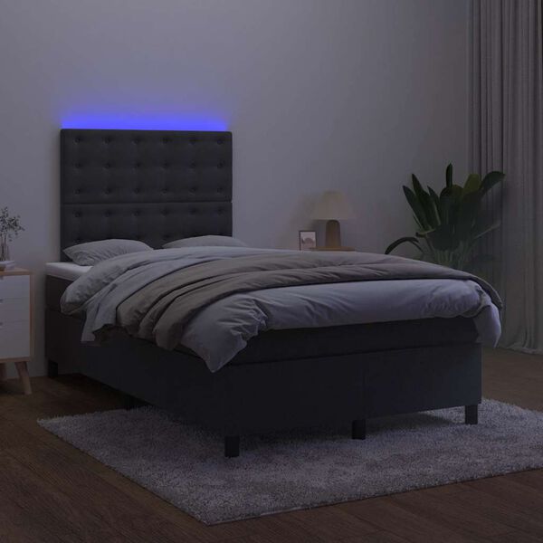 vidaXL Sommier &agrave; lattes de lit et matelas LED noir 120x190 cm velours