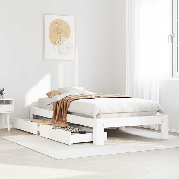 vidaXL Cadre de lit sans matelas blanc 75x190 cm bois de pin massif