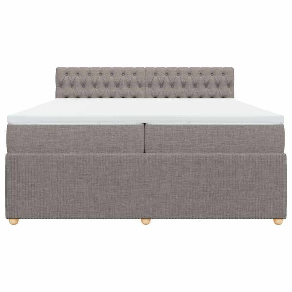 vidaXL Sommier &agrave; lattes de lit avec matelas Taupe 200x200 cm Tissu