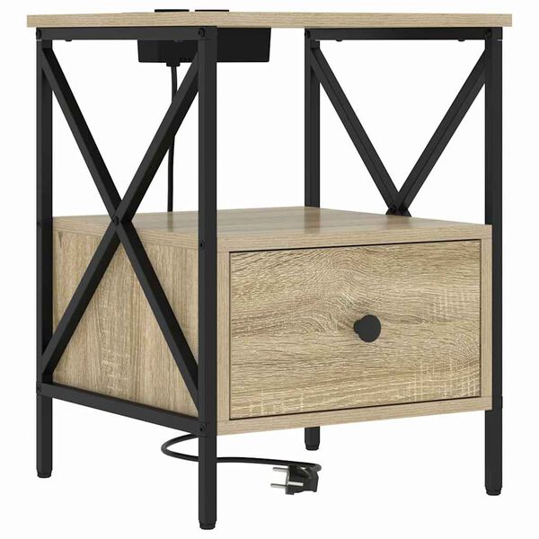 vidaXL Cabinet de chevet avec tiroir Ch&ecirc;ne Sonoma 41,5 x 40,5 x 55 cm