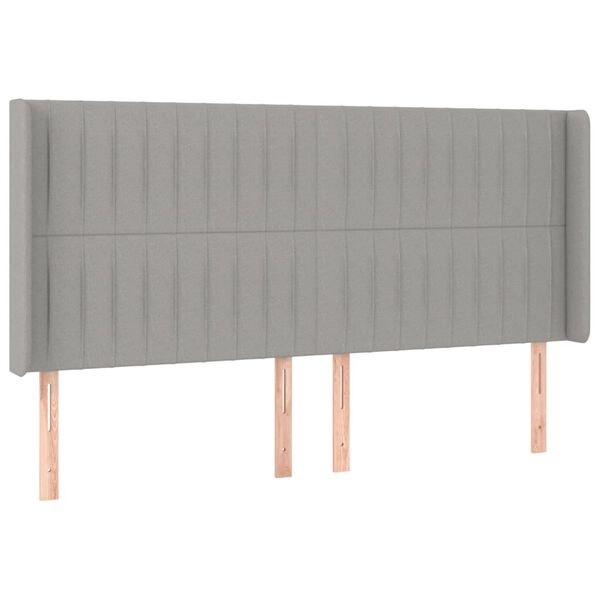 vidaXL T&ecirc;te de lit avec oreilles Gris clair 203x16x118/128 cm Tissu