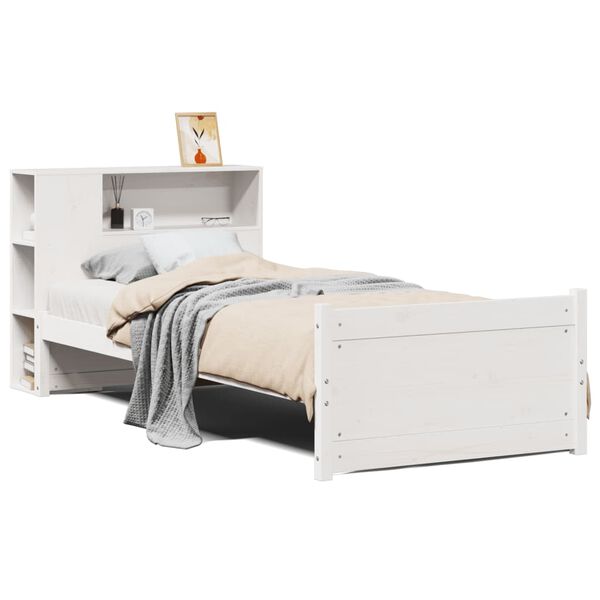 vidaXL Lit biblioth&egrave;que sans matelas blanc 75x190cm bois de pin massif