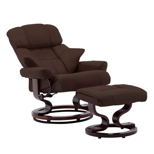 vidaXL Fauteuil inclinable avec repose-pied similicuir et bois courb&eacute;