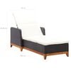 vidaXL Chaise longue R&eacute;sine tress&eacute;e et bois d'acacia massif Noir