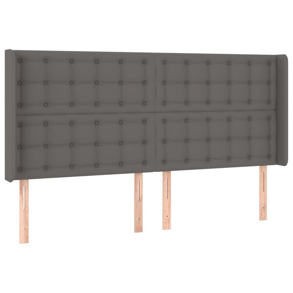 vidaXL T&ecirc;te de lit avec oreilles Gris 183x16x118/128 cm Similicuir