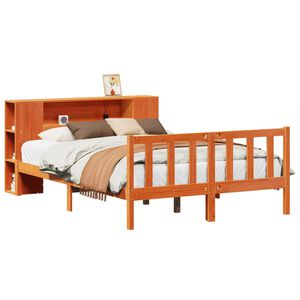 vidaXL Lit biblioth&egrave;que sans matelas cire marron 135x190 cm pin massif