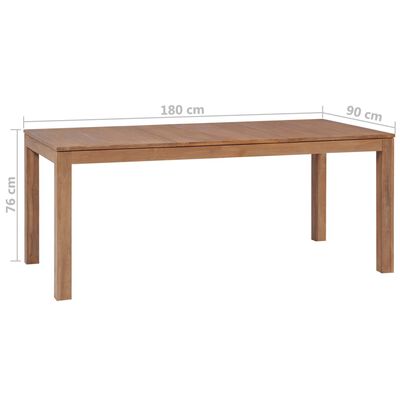 vidaXL Table à dîner Bois de teck et finition naturelle 180x90x76 cm