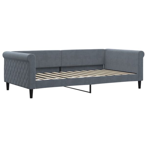 vidaXL Lit de jour et gigogne et matelas gris fonc&eacute; 100x200 cm velours